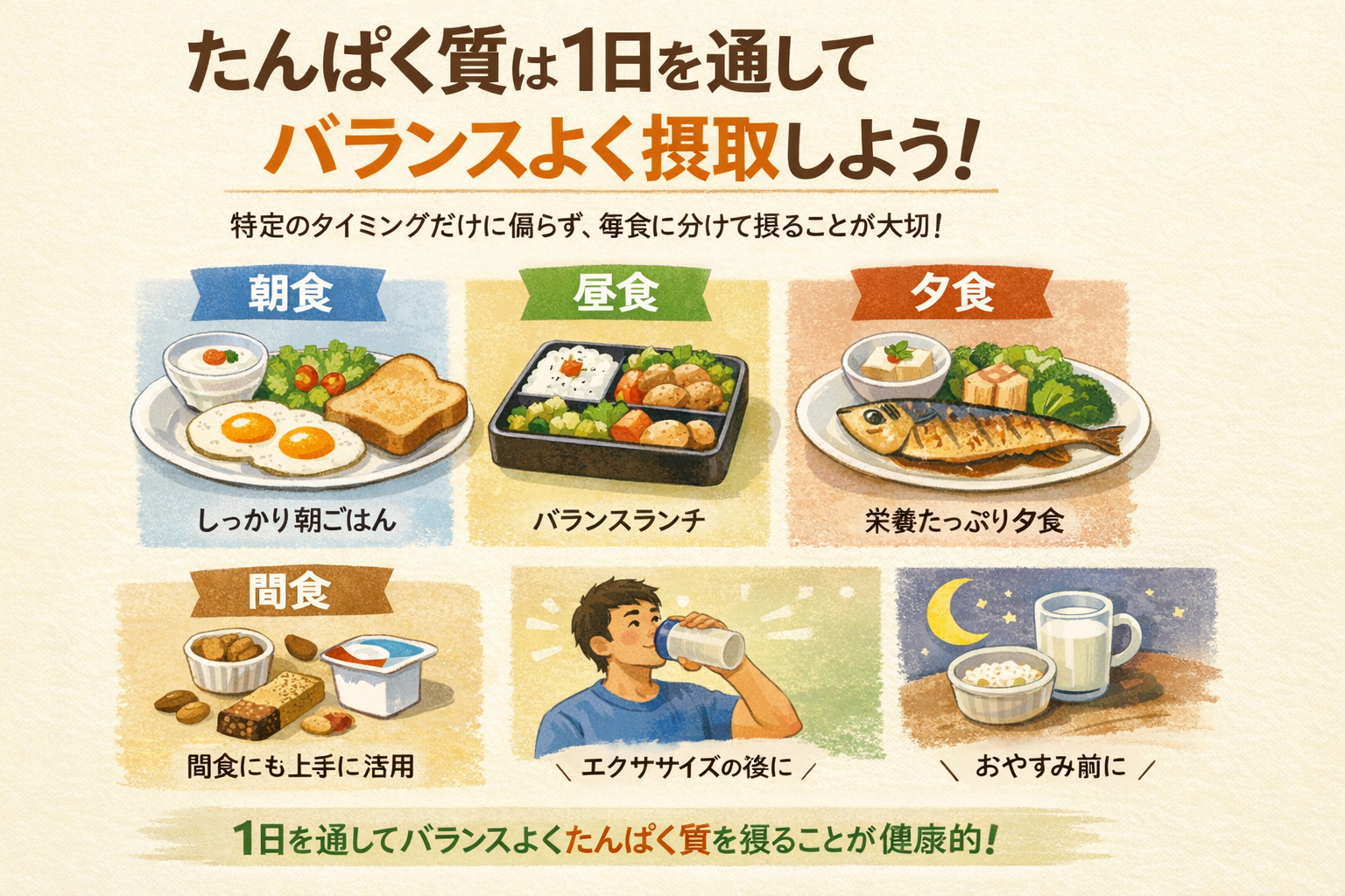 たんぱく質はいつ摂る?筋肉維持を考えた食事タイミングと続けやすいメニュー例