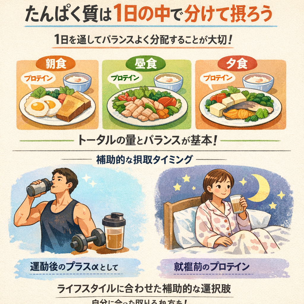 1日の食事にたんぱく質を分けて摂る考え方