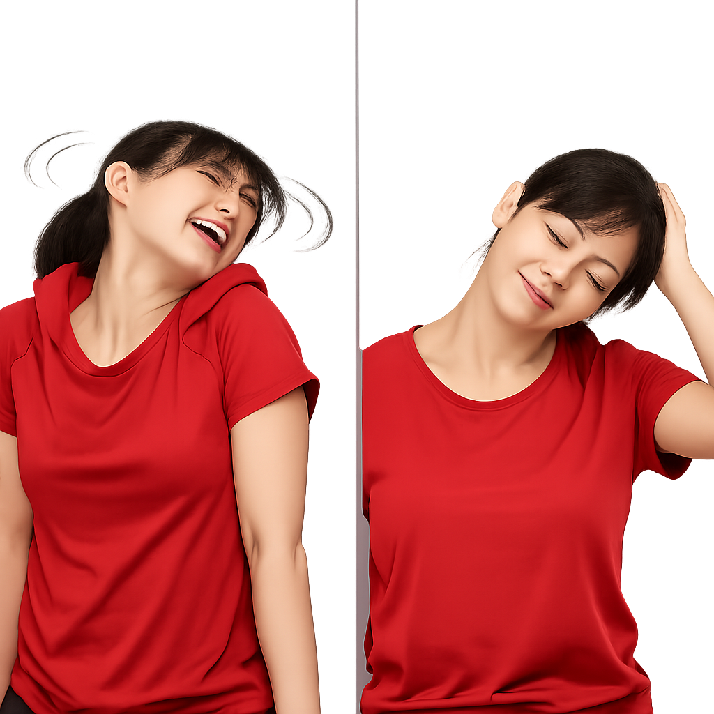 首肩ストレッチの安全な動きと避けたい動きの対比